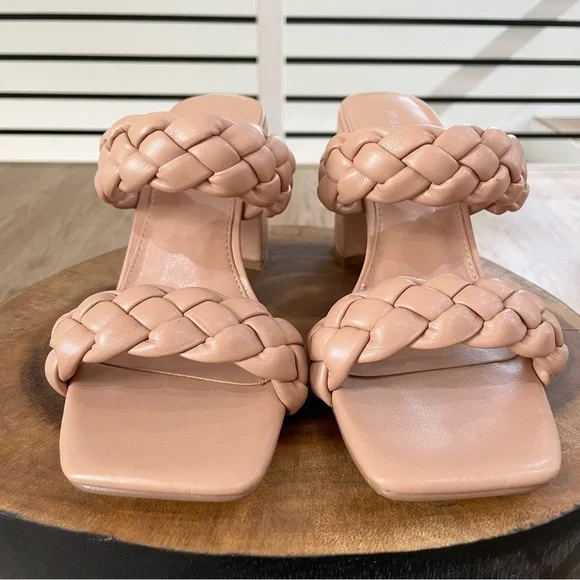 6.5 8 8.5 10 NWT blush tan cream, chunk heal, open toe, faux leather sandals - Picture 8 of 13